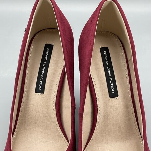 NEW French Connection Women’s Kelsey Block Heel Pumps Burgundy Size 7M - Picture 6 of 10